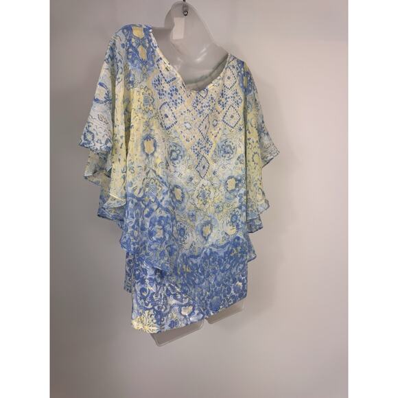 Hearts of Palm Women's Tropical Forest Print Knit Top Front Beads Size Large - Picture 5 of 9